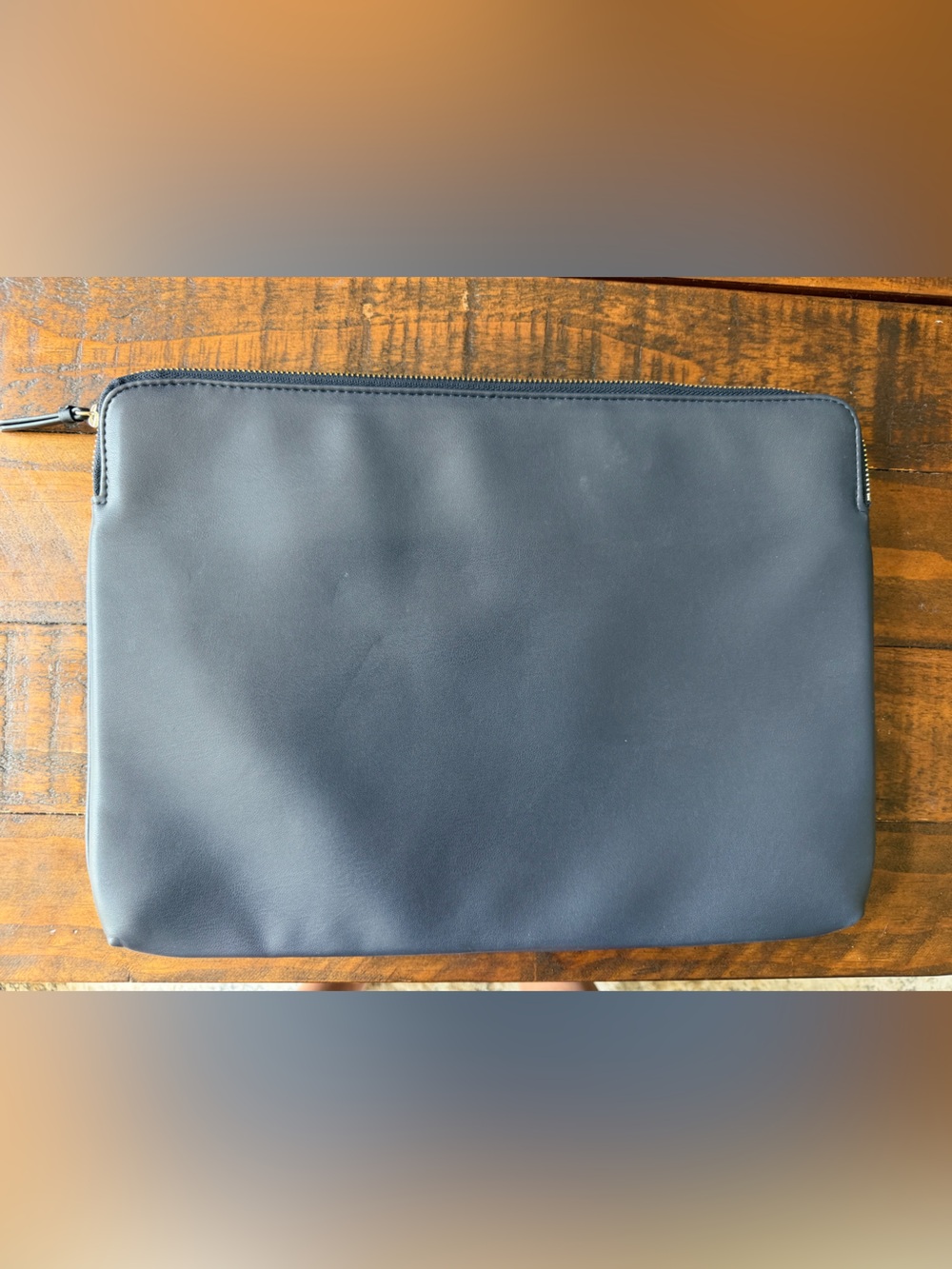 Mark & Graham Navy soft faux Leather Laptop Sleeve